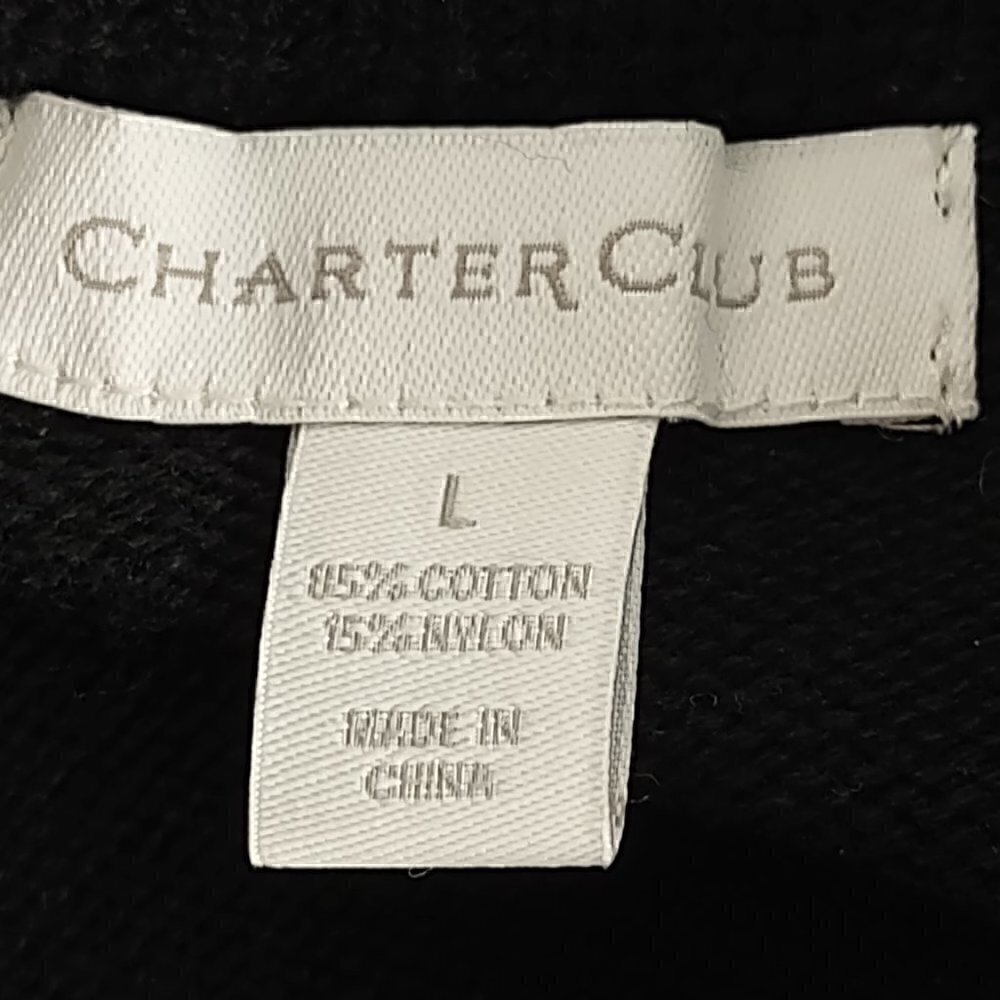 Charter Club Women's Cotton Blend No Pocket Full Zip Black Sweater Size Large - Picture 11 of 12